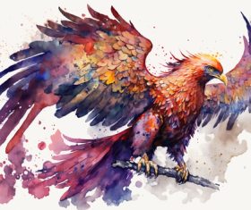 Watercolor painting eagle vector