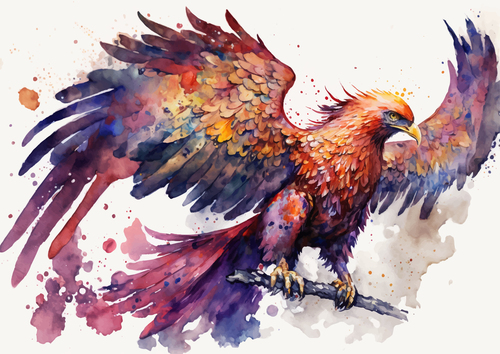 Watercolor painting eagle vector