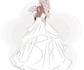 Wearing white wedding bride illustration vector