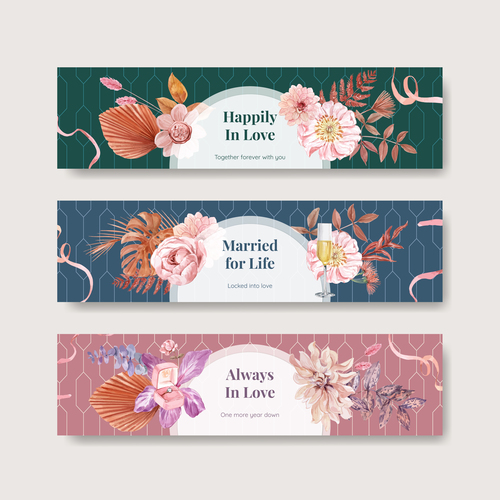 Wedding greeting card banner vector