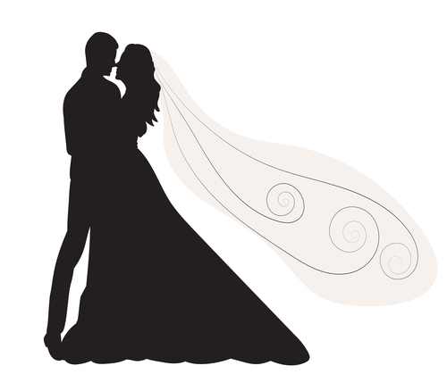 Wedding photos silhouette vector