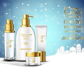 Winter skin care products advertise vector