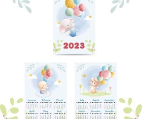 2023 animal calendar vector
