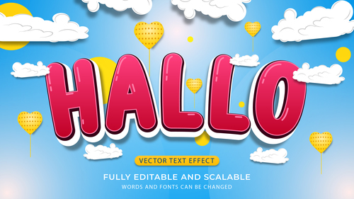 3d hallo effect text editable vector