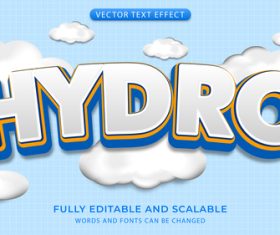3d hidro effect text editable vector