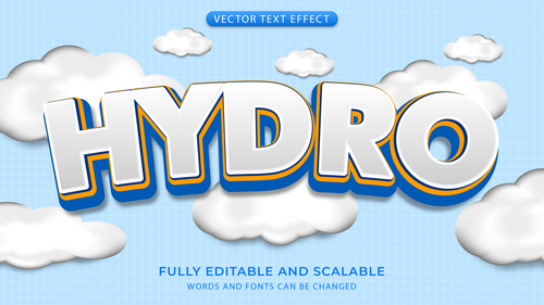 3d hidro effect text editable vector