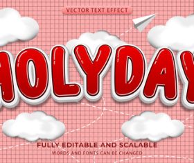 3d holyday effect text editable vector