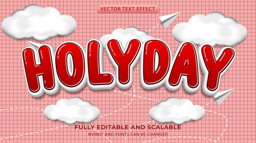 3d holyday effect text editable vector