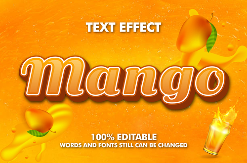 3d mango effect text editable vector