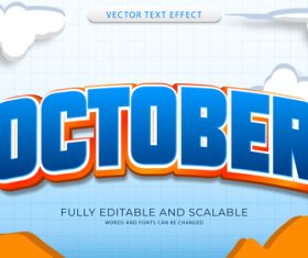 3d october effect text editable vector