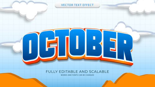 3d october effect text editable vector