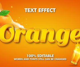 3d orange effect text editable vector