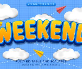 3d weekend effect text editable vector