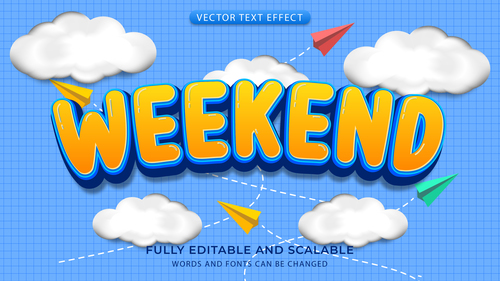 3d weekend effect text editable vector