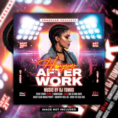 After work dj party club flyer vector