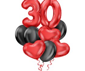Anniversary balloons realistic colored composition vector