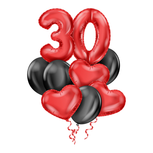 Anniversary balloons realistic colored composition vector