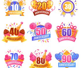 Anniversary numbers festive vector