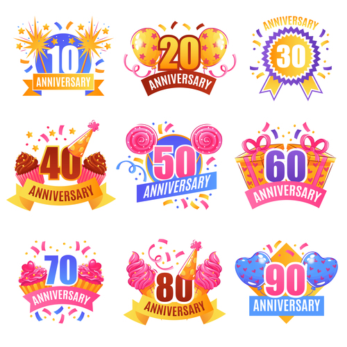 Anniversary numbers festive vector