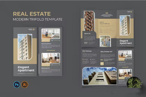 Apartment trifold brochure vector