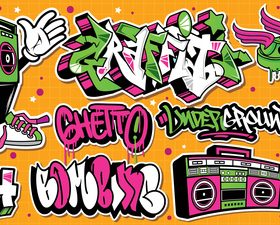 Art vibrant sticker vector