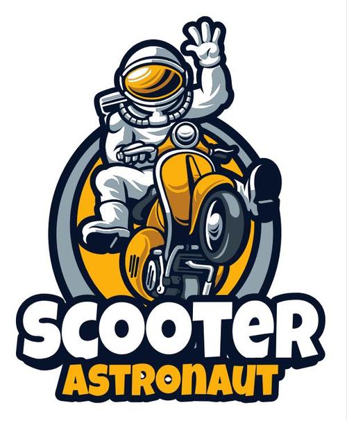 Astronaut scooter cartoon vector