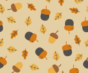 Autumn fruits cartoon pattern vector