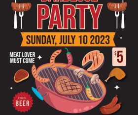BBQ party flyer vector