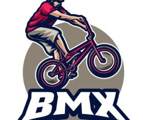 BMX bicycle mascot logo vector