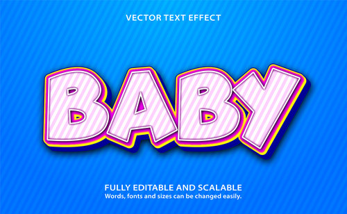 Baby emboss editable text effect vector