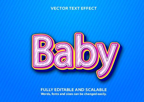 Baby text effect vector