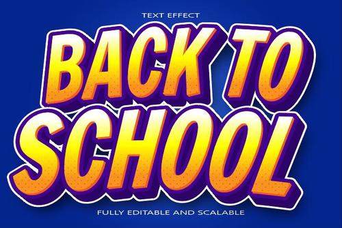 Back To School emboss editable text effect vector
