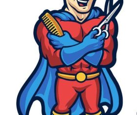 Barberman superhero cartoon vector