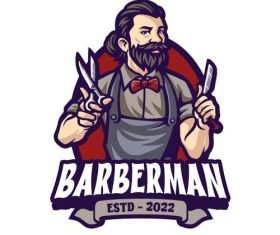 Barbershop vintage badge logo vector