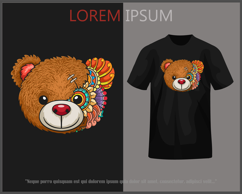 Bear portrait tshirt design vector