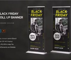 Black friday roll up banner vector
