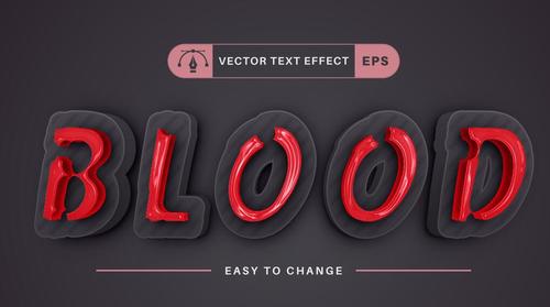 Bloody editable text effect vector