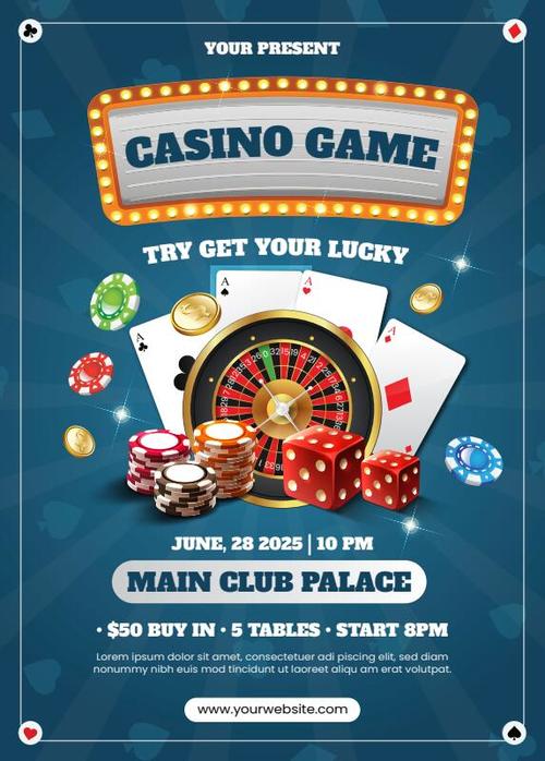 Blue background casino night flyer vector