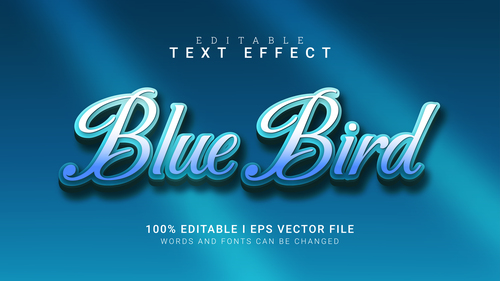 Blue bird 3d editable text style vector