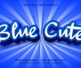 Blue cute 3d editable text style vector
