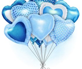 Blue heart shaped ballooons vector
