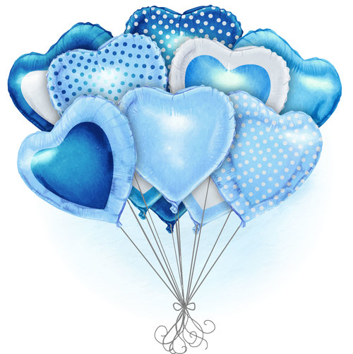 Blue heart shaped ballooons vector