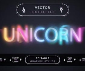 Blur unicorn editable text effect vector