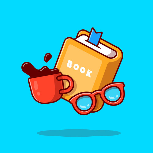 Book with coffee and eyeglasses vector