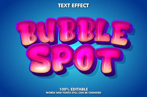 Bubble spot 3d editable text effect font vector