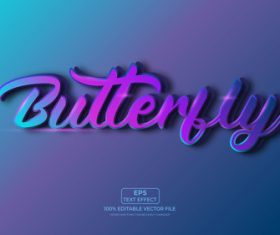 Butterfly 3d editable text style vector