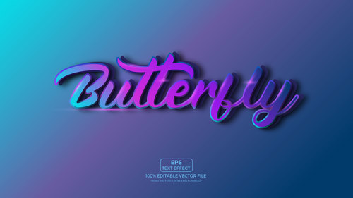 Butterfly 3d editable text style vector