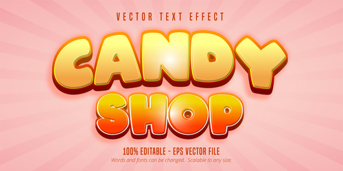 Candy shop editable text effect font vector