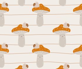 Cartoon illustration of snail standing on mushroom vector