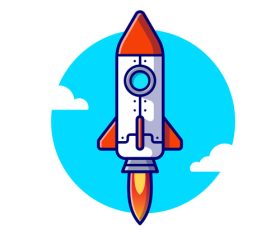 Cartoon rocket illustration vector